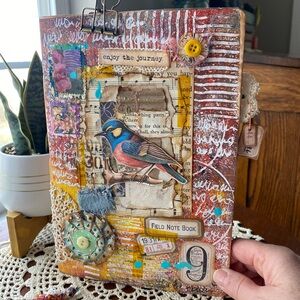 Vibrant Bird-Themed Travel Journal Mixed Media Art Junk Journal